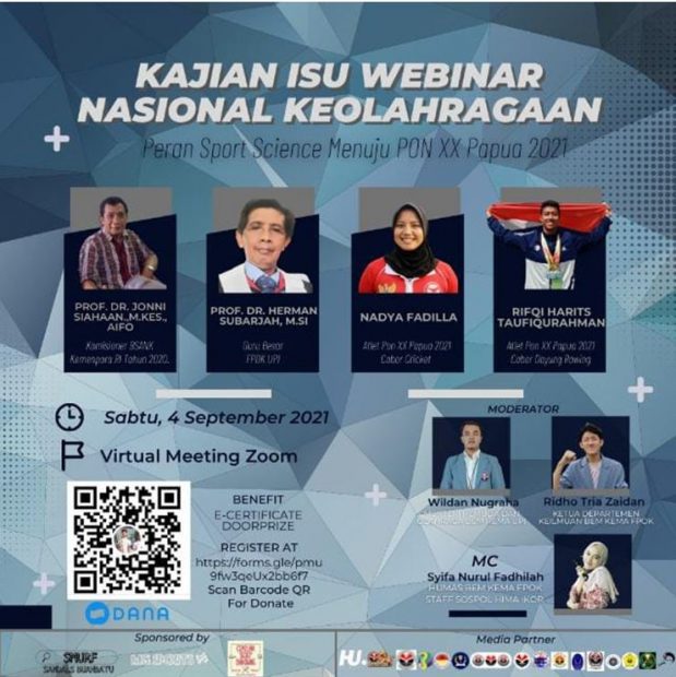 KEGIATAN KEMAHASISWAN HIMA IKOR: Webinar Nasional Peran Sport Science Menuju PON XX Papua Tahun 2021