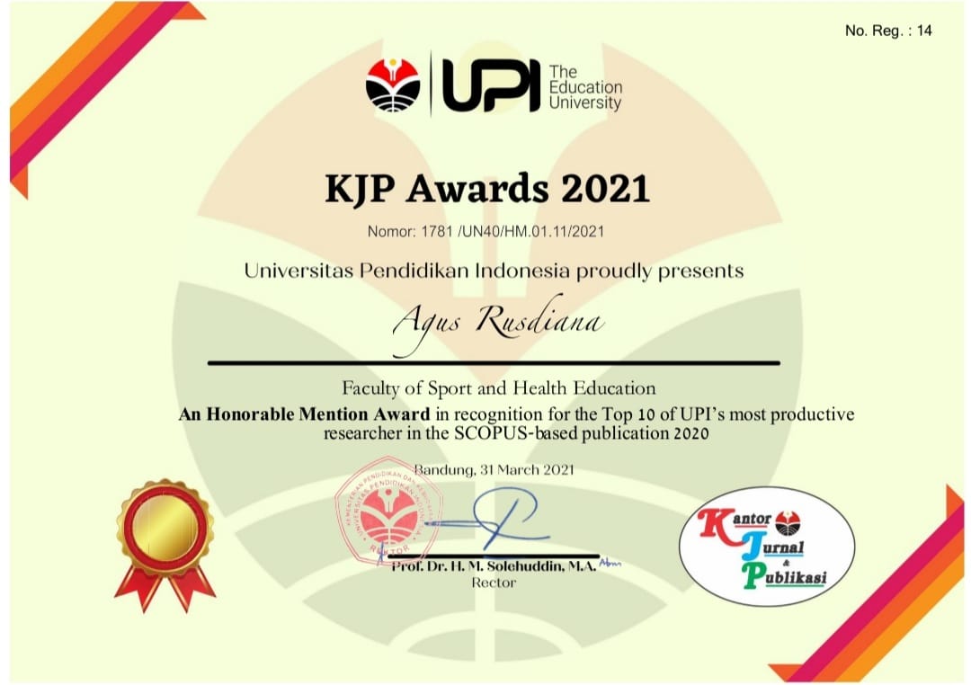 Agus Rusdiana, S.Pd., MA., Ph.D. Meraih Penghargaan KJP Awards UPI 2021