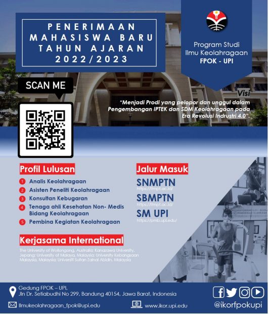 Informasi Penerimaan Mahasiswa Baru Tahun Ajaran 2022/2023 Prodi Ilmu Keolahragaan FPOK UPI